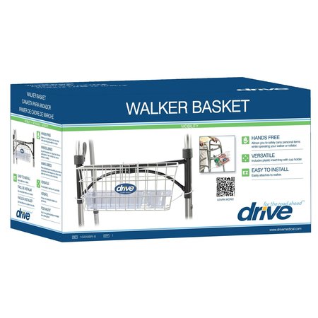 DRIVE MEDICAL Walker Basket, Aluminum, Plastic Insert Included 10200B